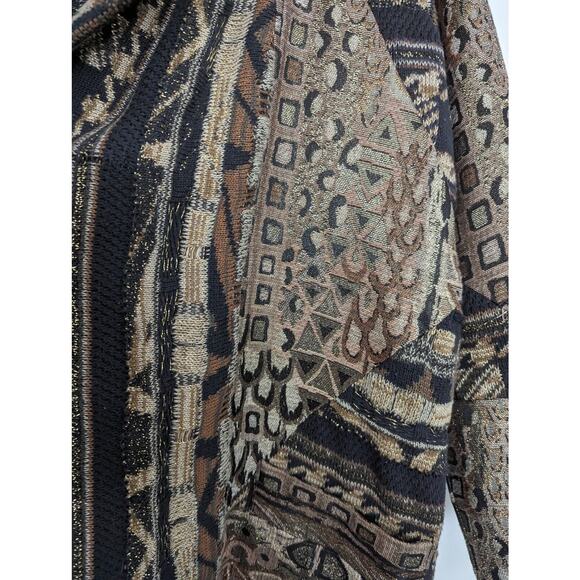 Vintage Leoniak Metallic Retro Knit Oversized Sweater Jacket Womens Size M - Picture 5 of 11